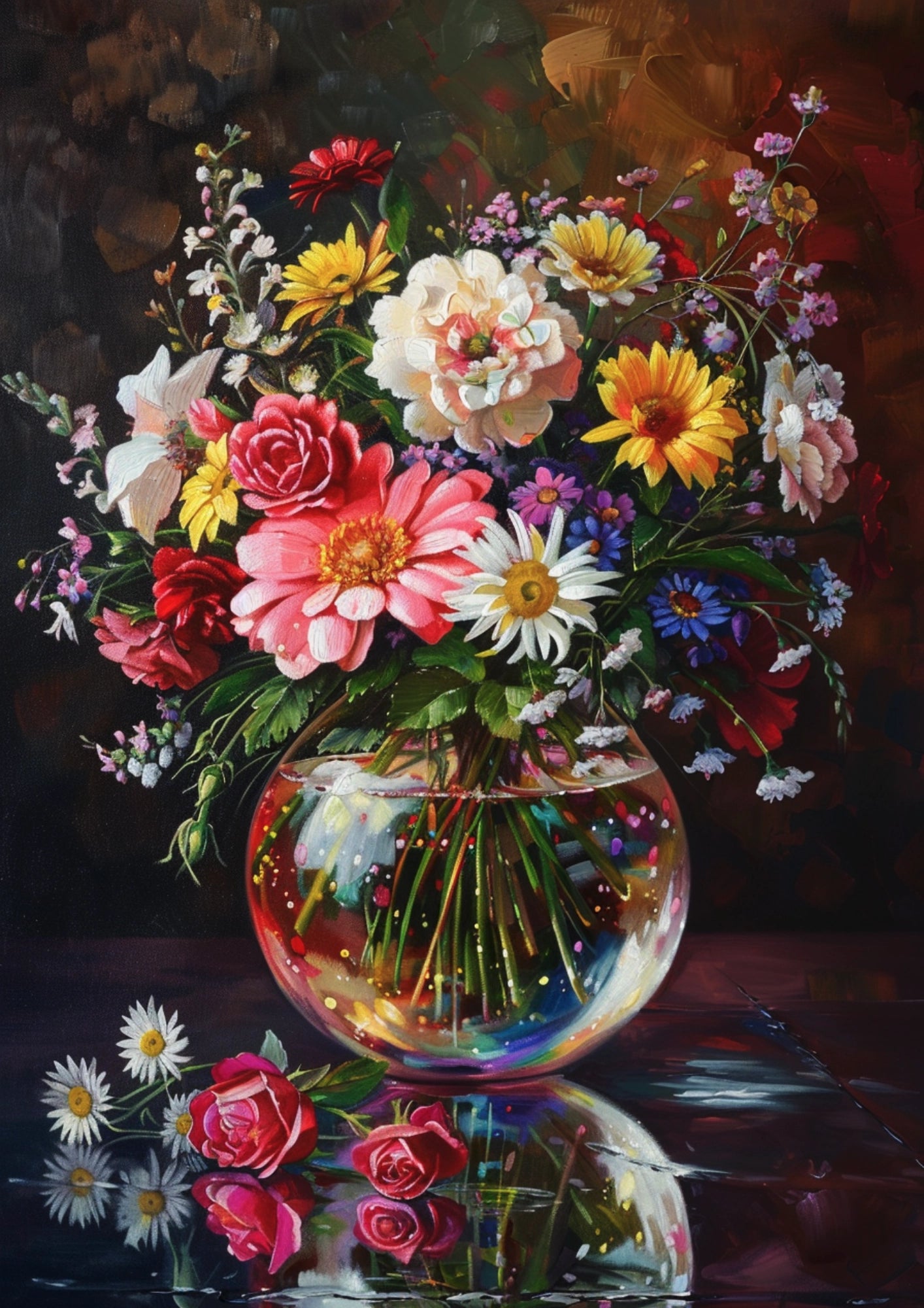 Letnie Kwiaty w Kryształowym Wazonie Plakat