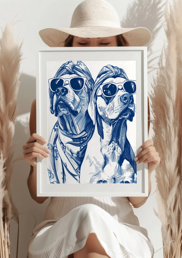 Stylowe Psy w Okularach Plakat