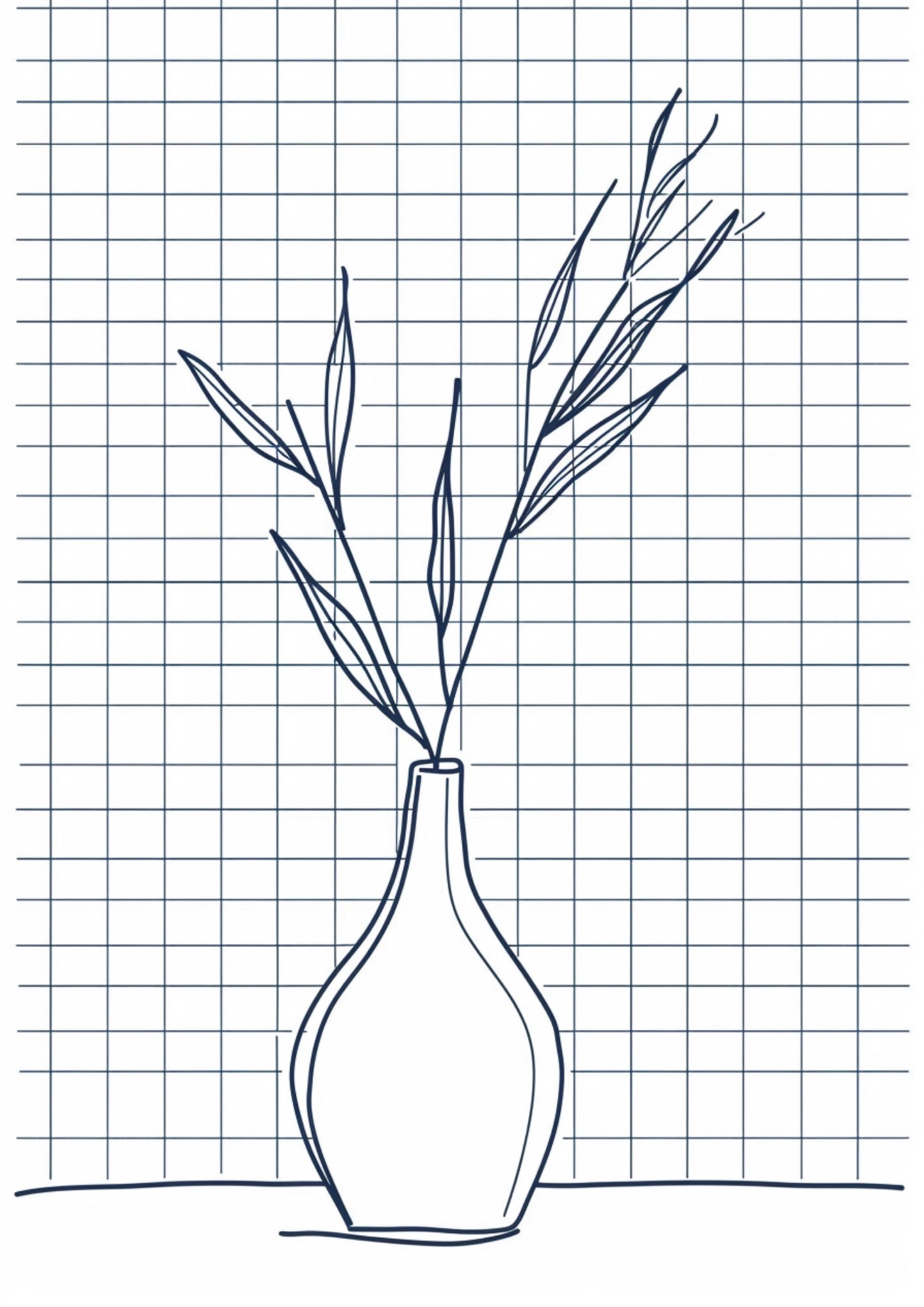 Minimalistyczny Wazon z Trawami Plakat