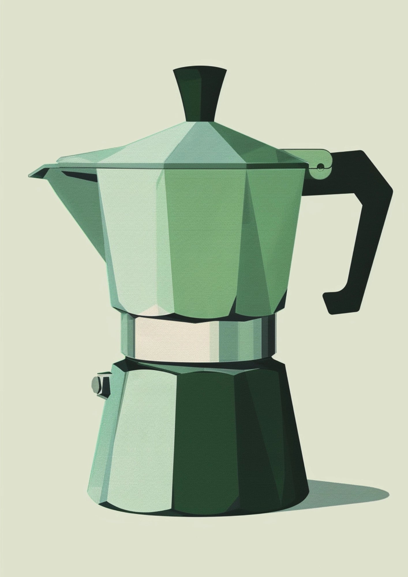 Zielona Kawiarka W Klimacie Retro Plakat