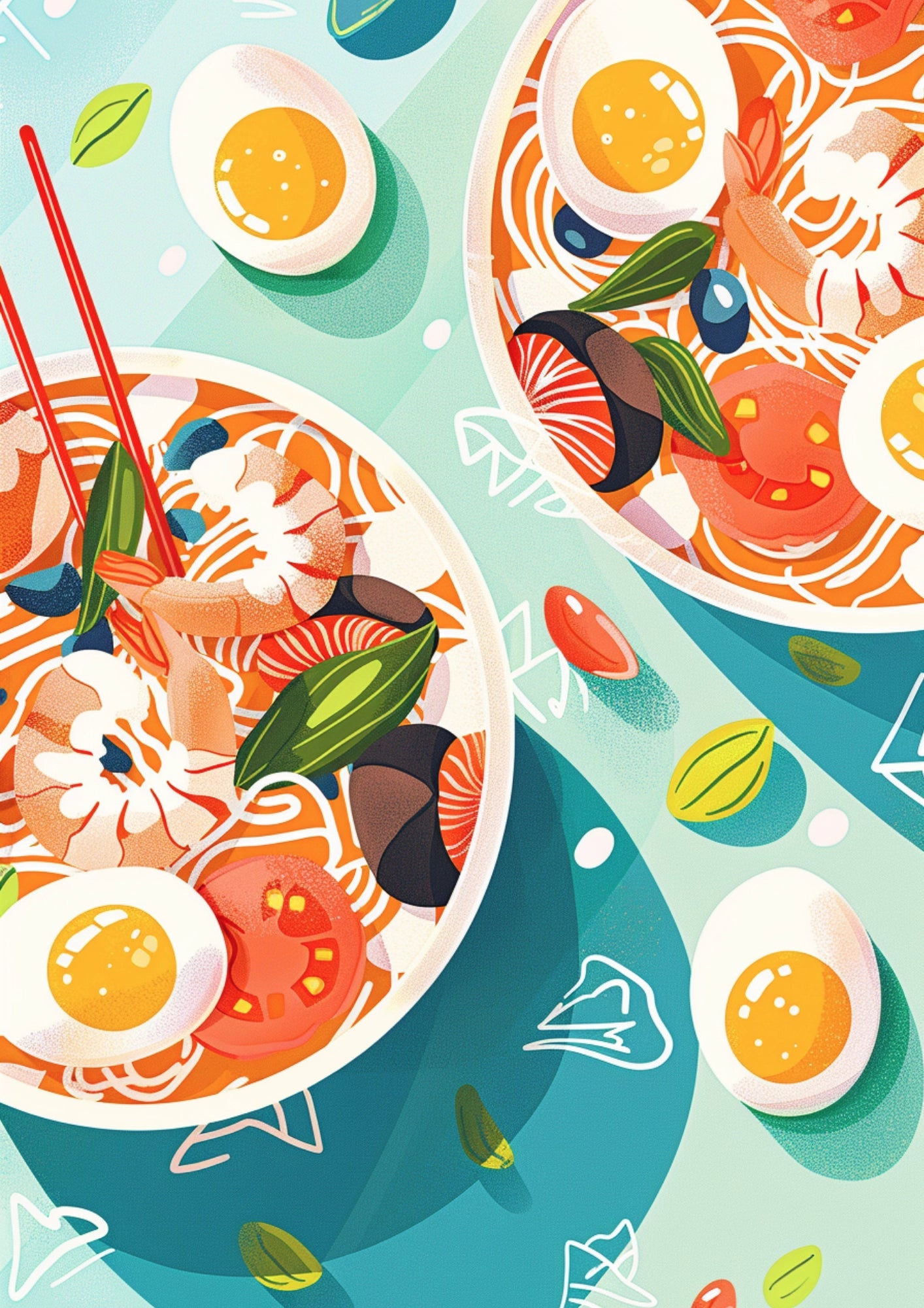 Kolorowe Dania Azjatyckie Plakat