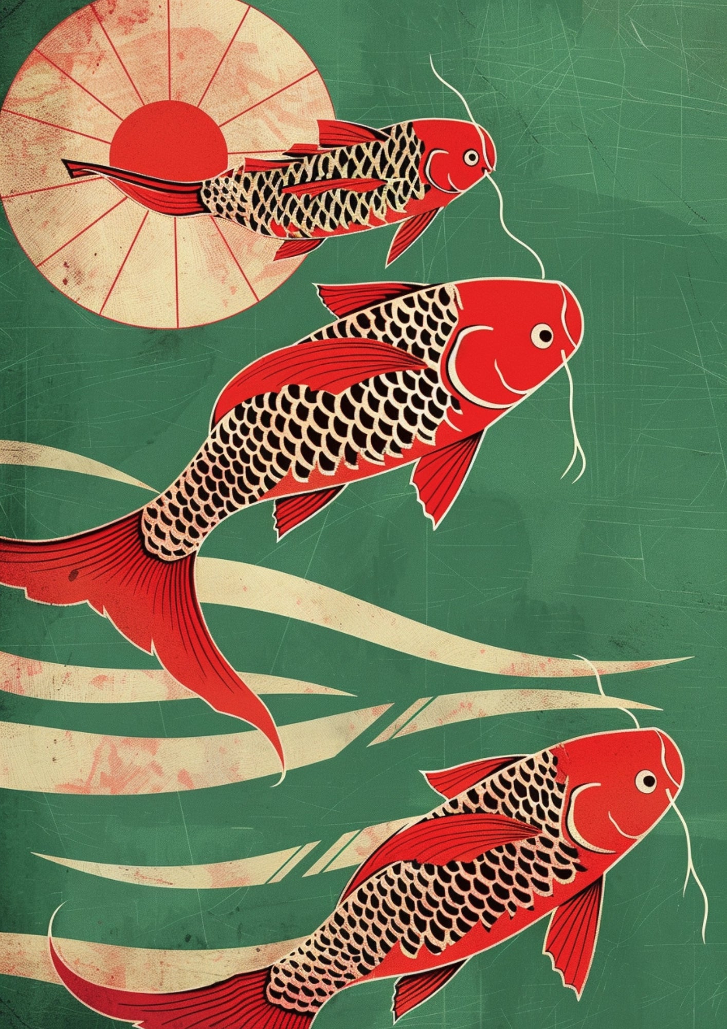 Tradycyjne Karpie Koi Plakat