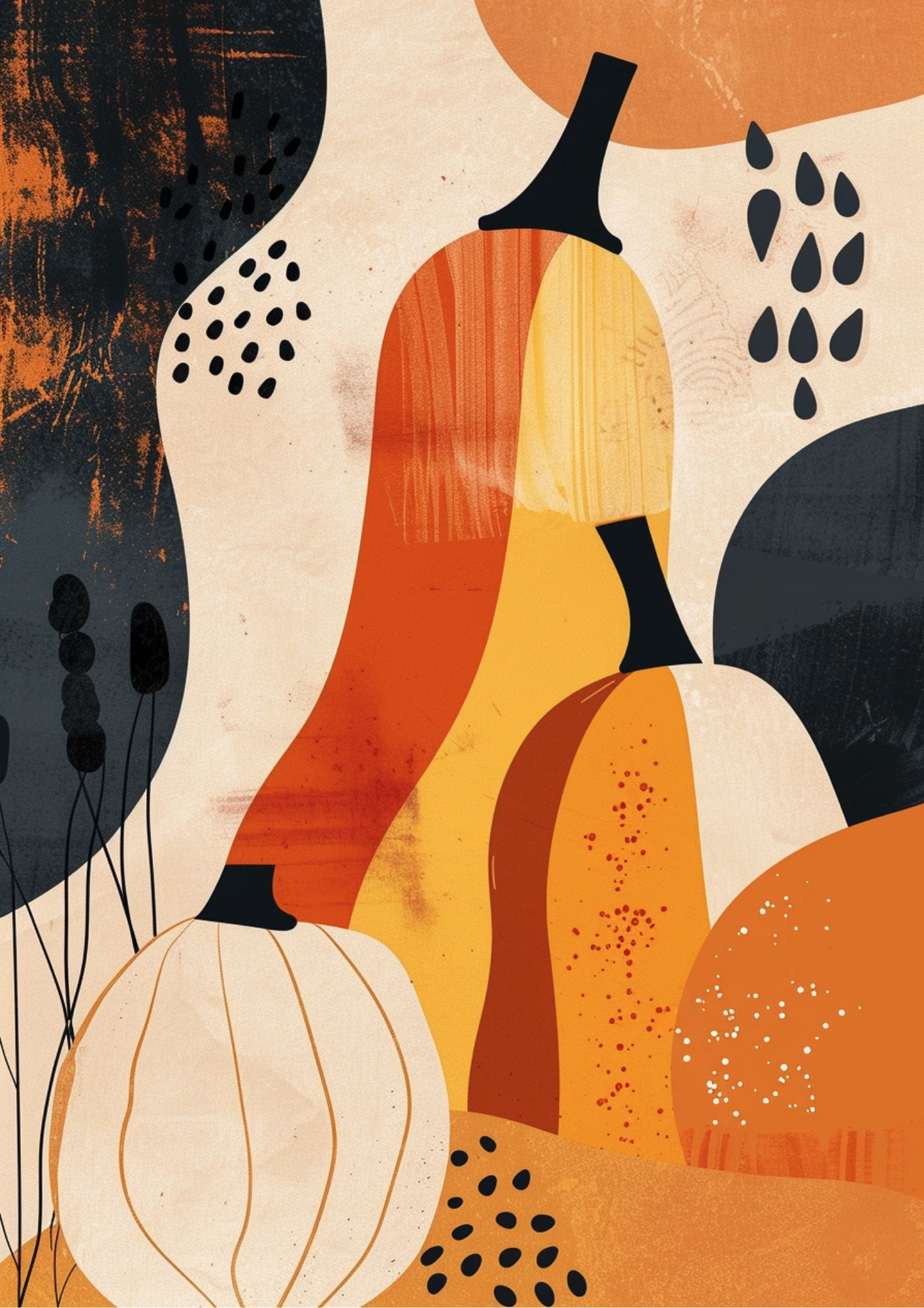 Jesienna Abstrakcja Dyniowa Plakat