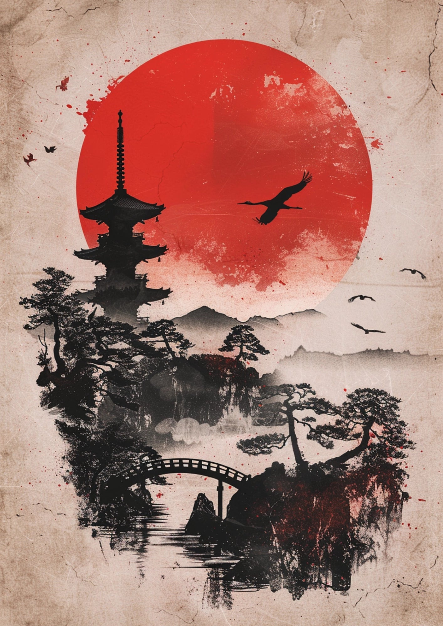 Wschodzące Słońce Japonii Plakat