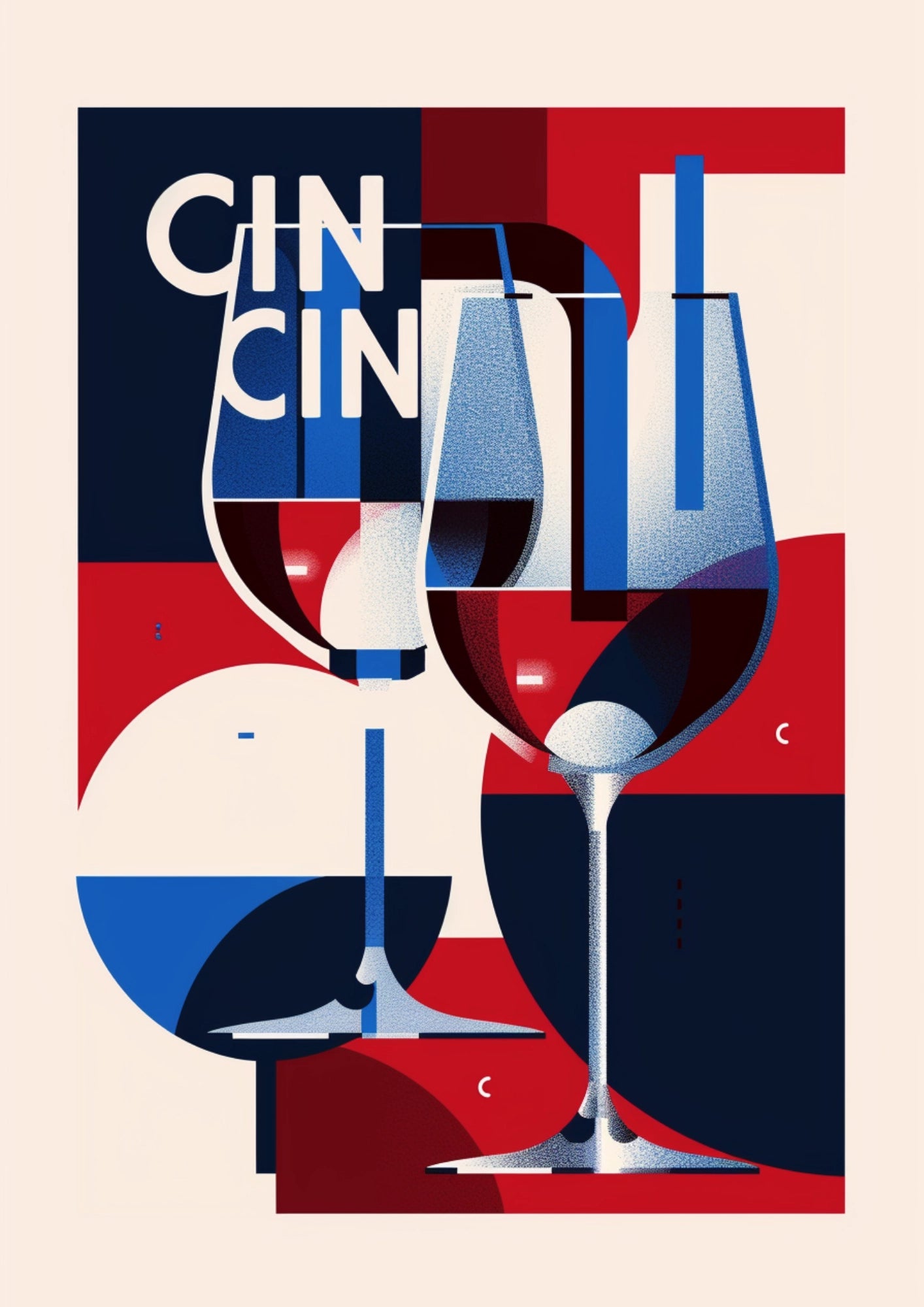 Geometryczne Kieliszki Świętują Plakat