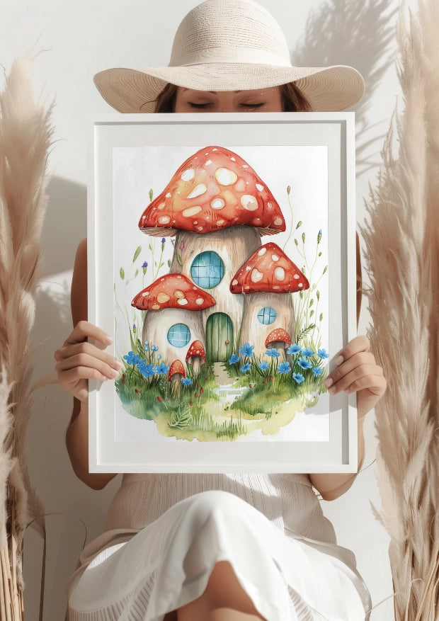 Wiosenna Kraina Grzybowych Domków Plakat