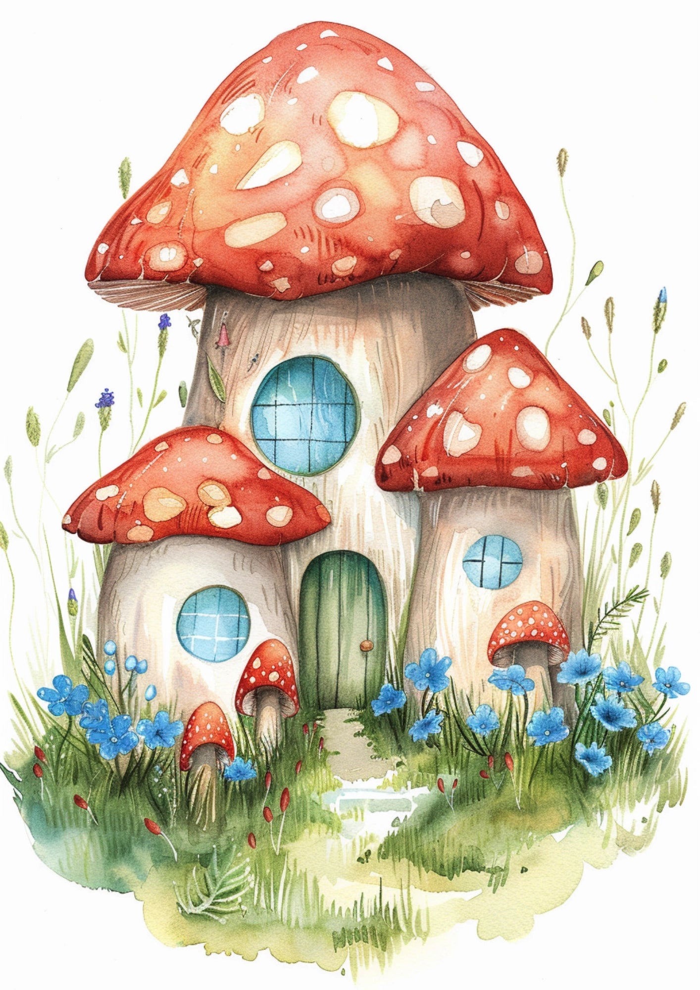 Wiosenna Kraina Grzybowych Domków Plakat