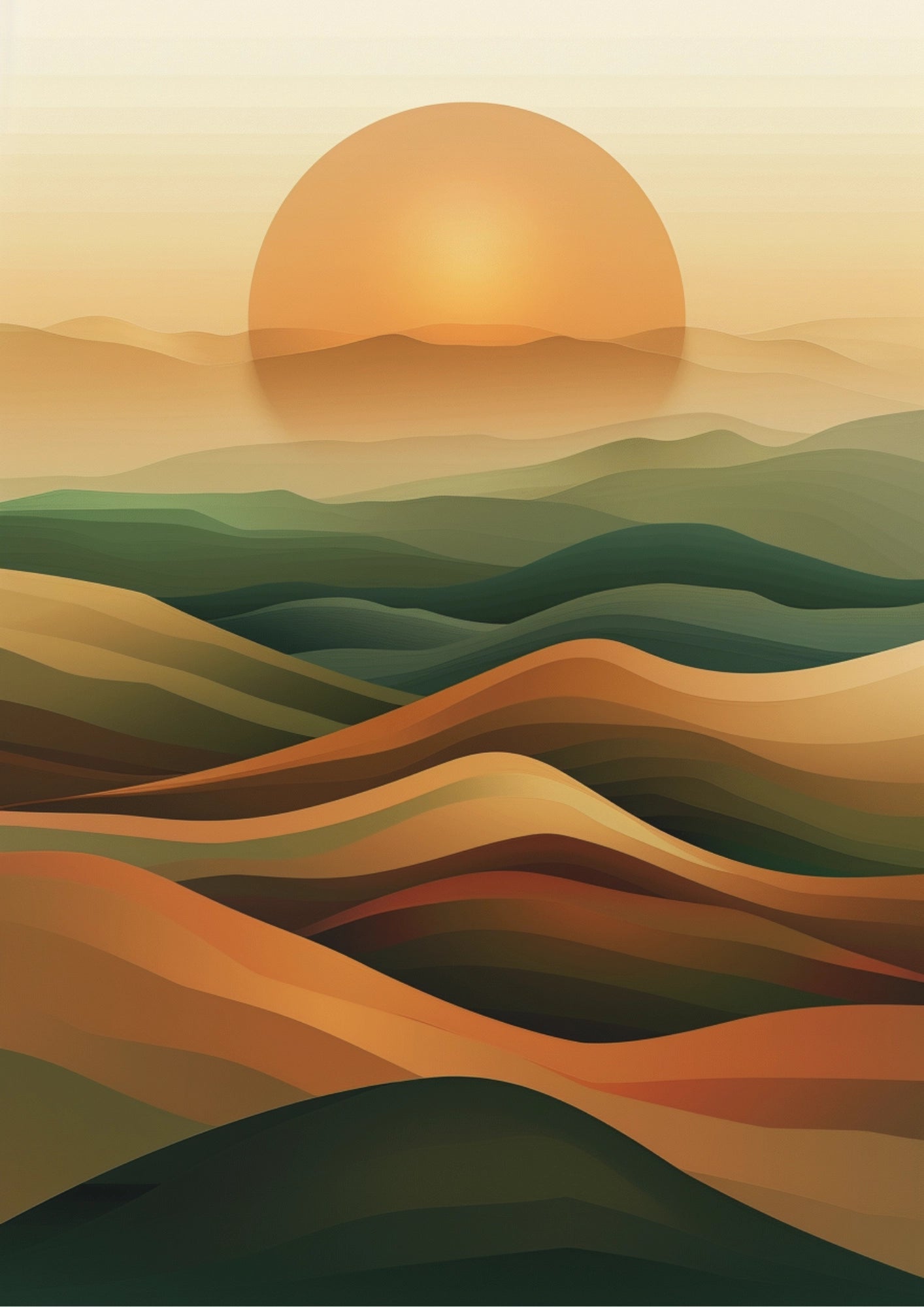 Zachód Słońca Nad Wzgórzami Plakat