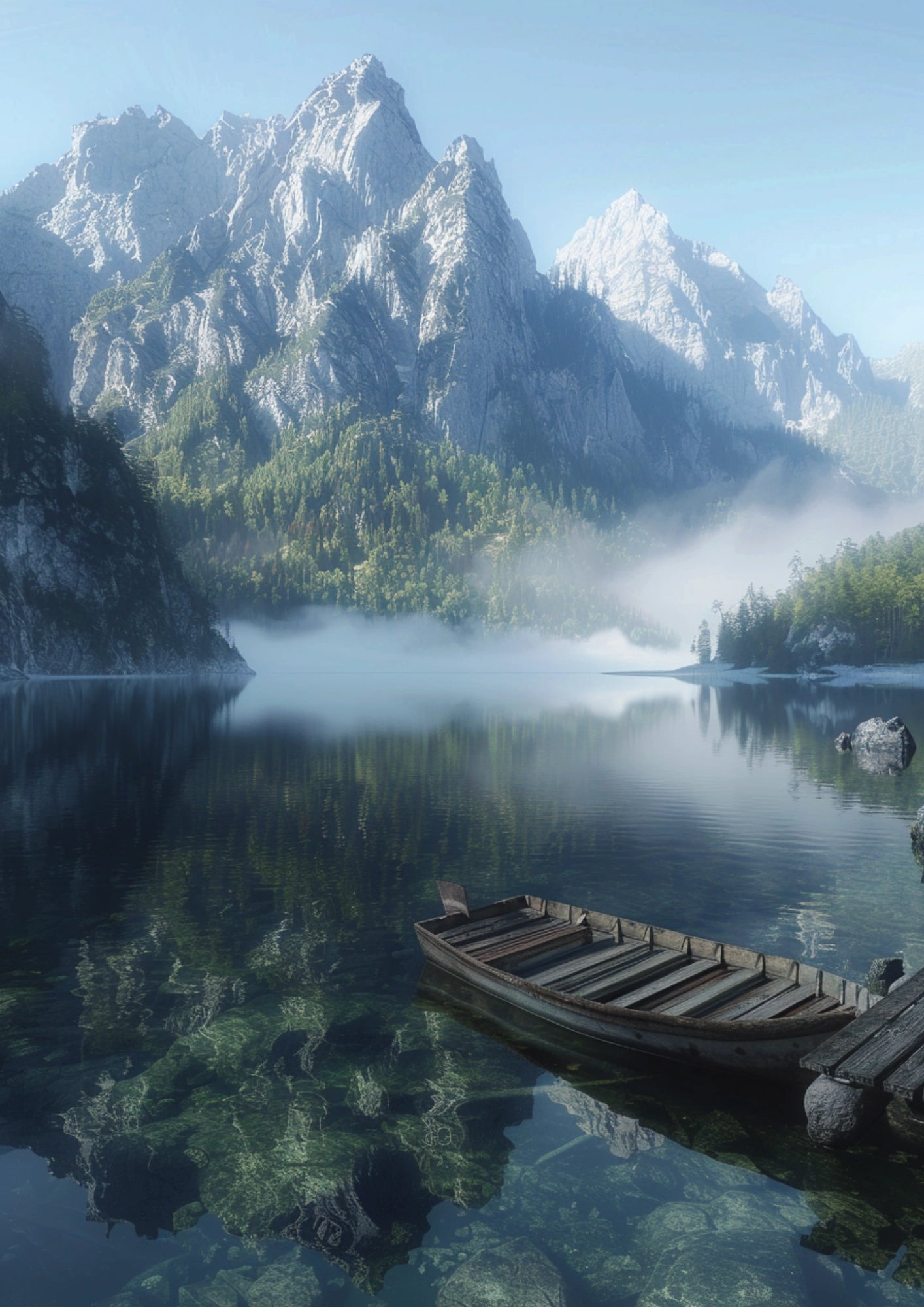 Górskie Jezioro o Poranku Plakat