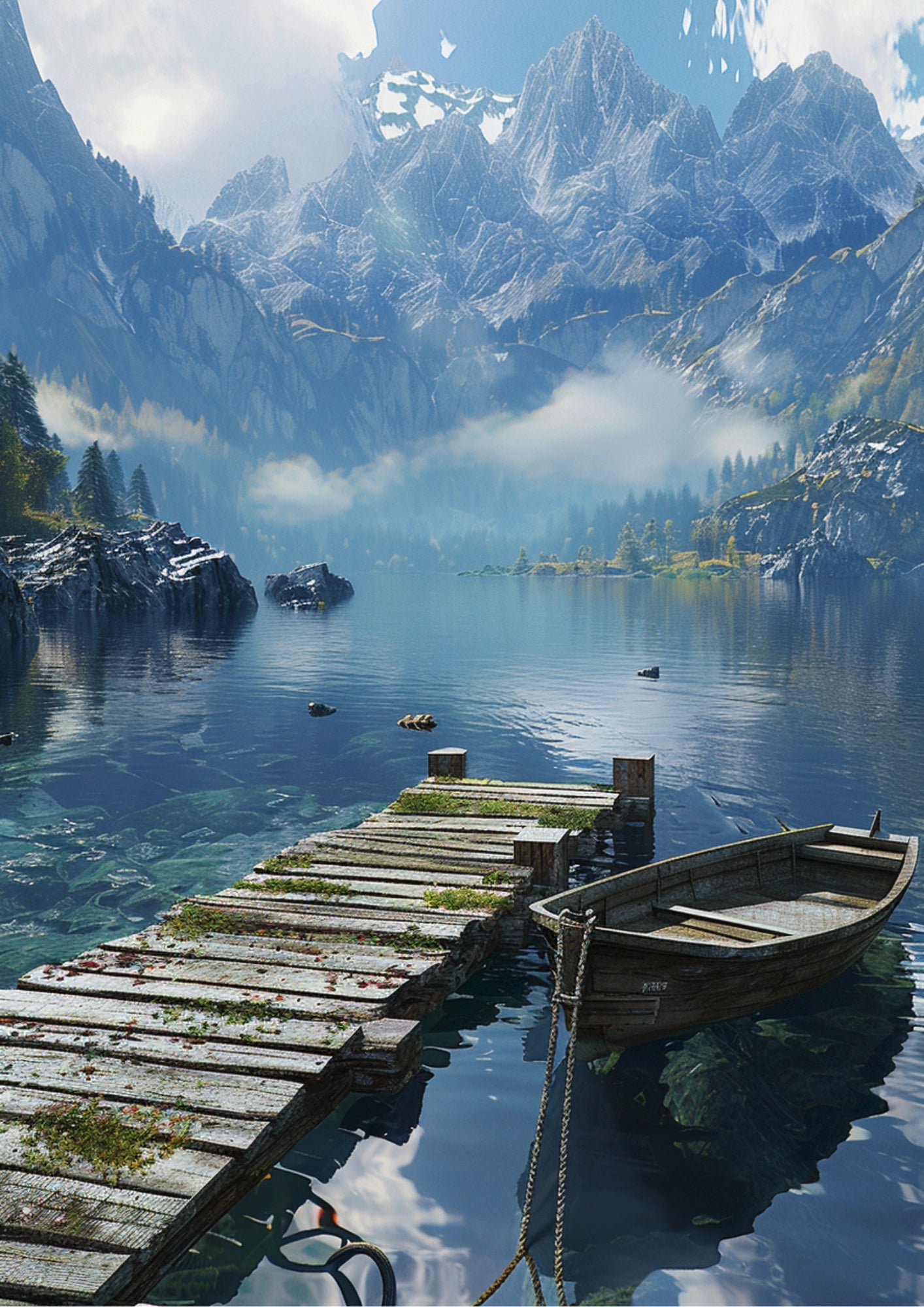 Spokój Górskiego Jeziora Plakat