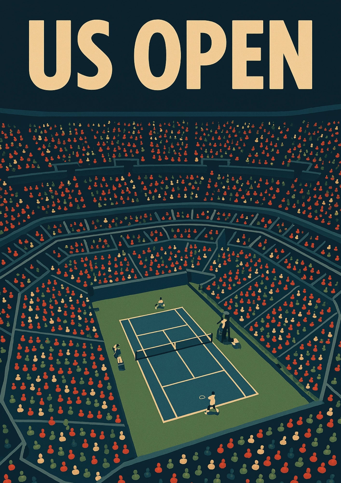 Nocny Pojedynek na Hardcourcie US Open Plakat