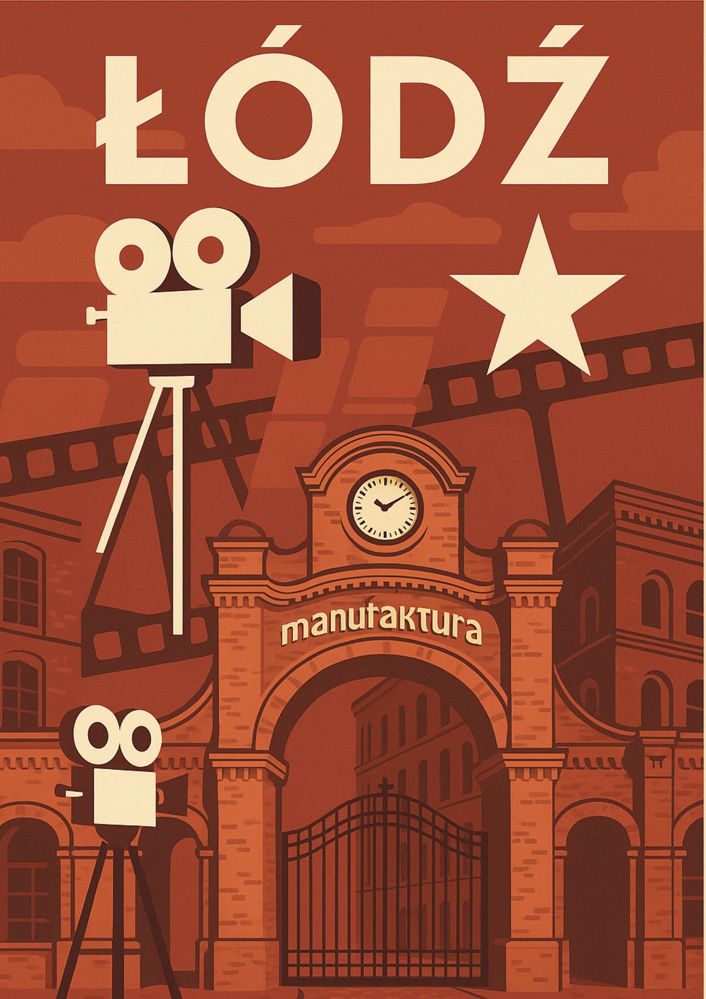 Łódź Manufaktura Kamera i Filmowa Historia Plakat