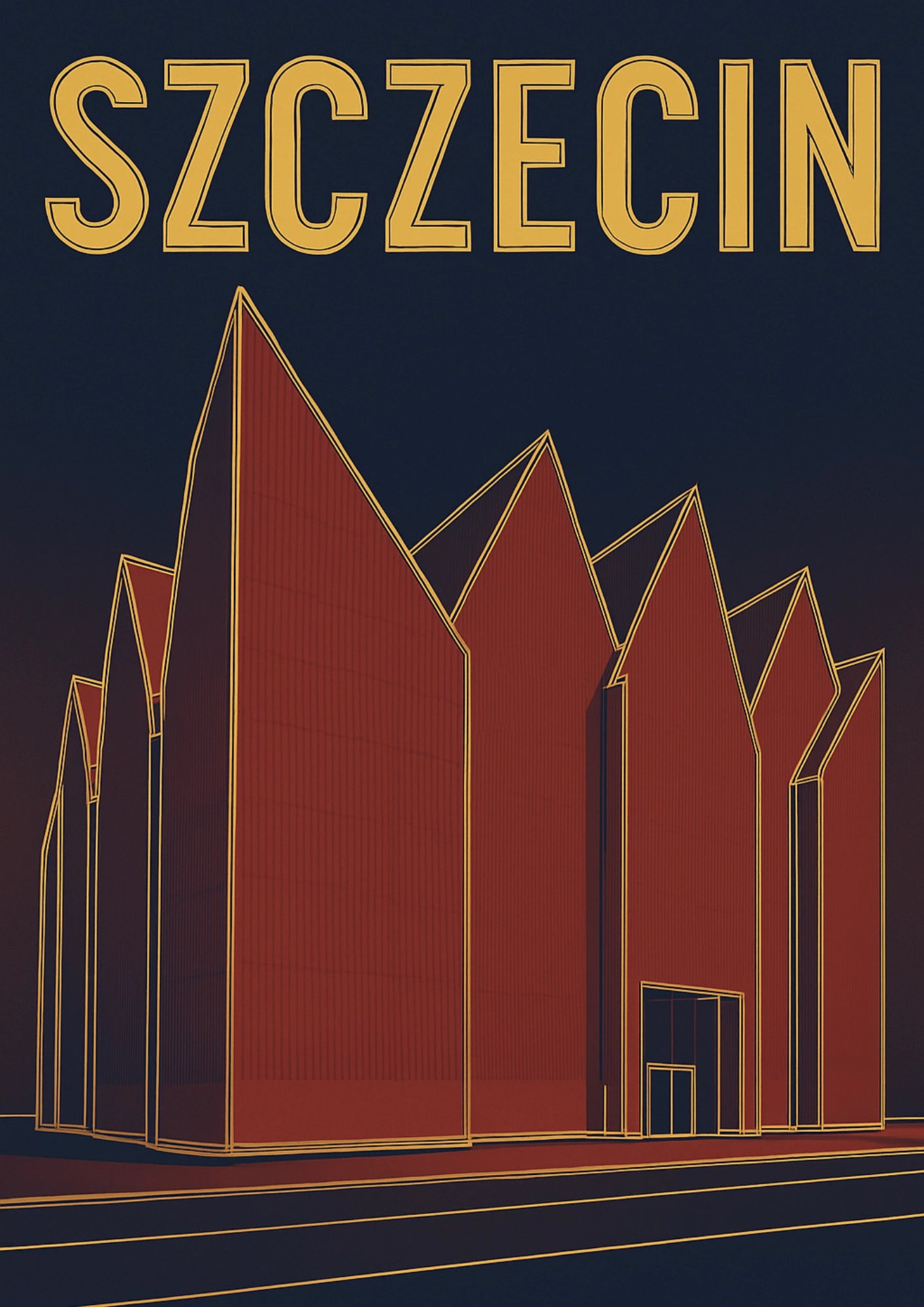 Szczecin Filharmonia Nowoczesna Architektura Plakat