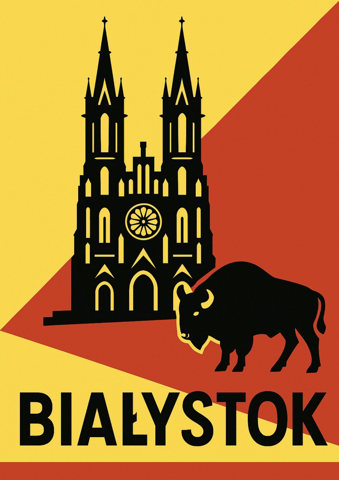 Białystok Katedra Żubr i Podlaski Kontrast Plakat