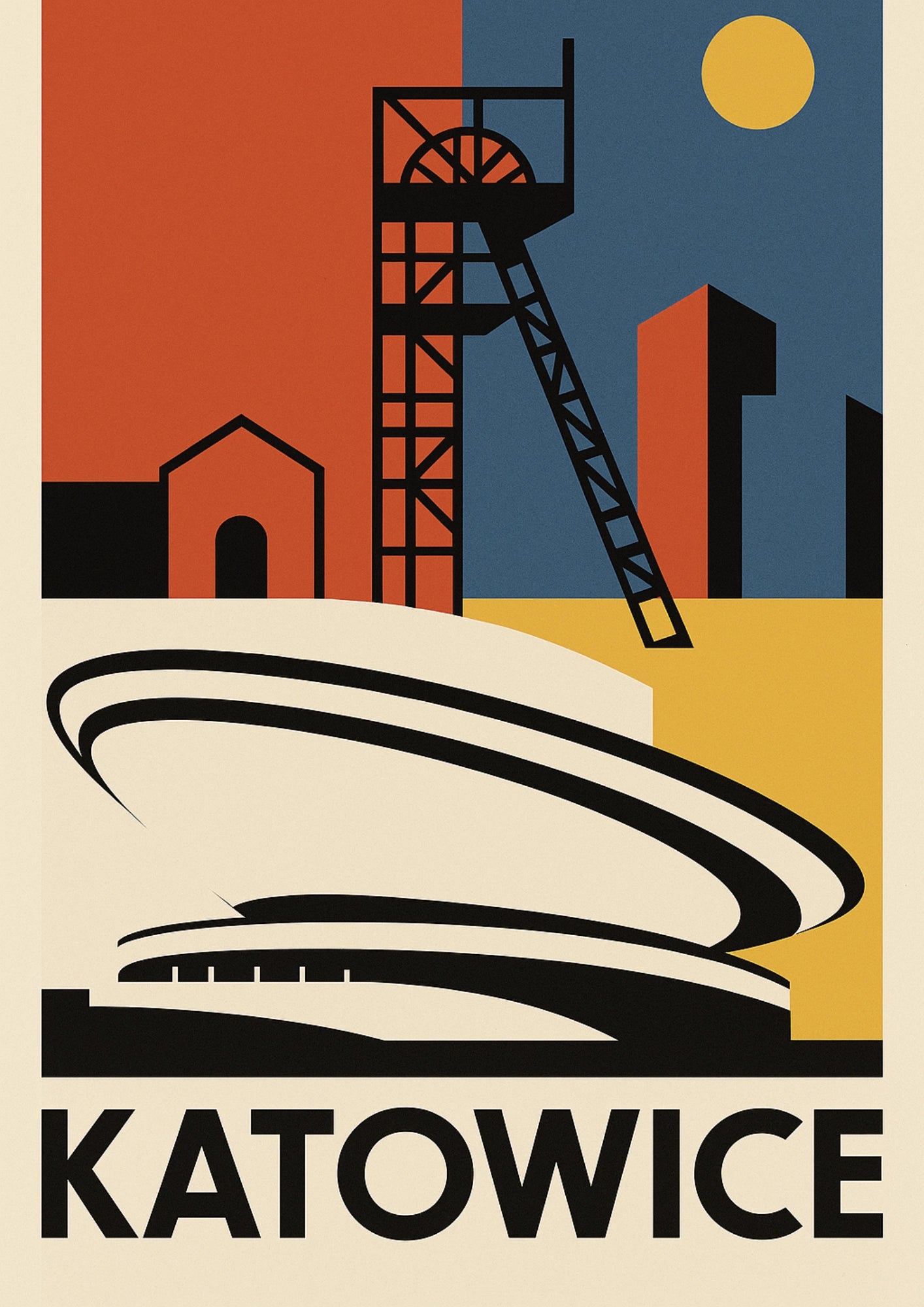 Katowice Spodek Szyb i Nowoczesny Śląsk Plakat