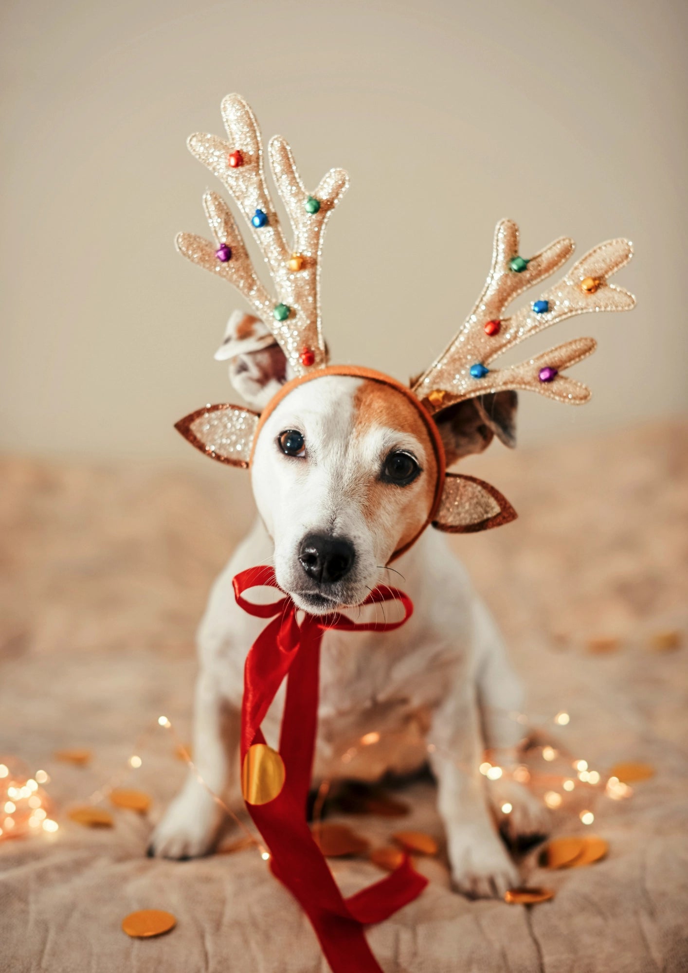 Świąteczny Piesek z Rogami Plakat