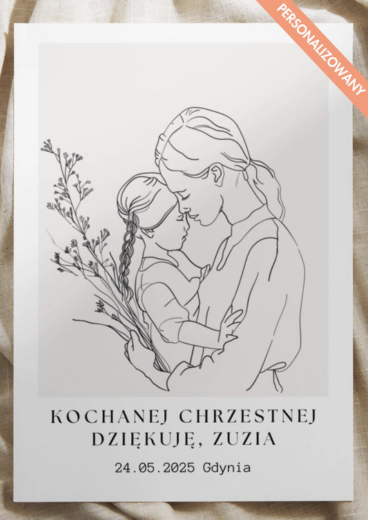 Personalizowany Plakat z Podziękowaniem dla Matki Chrzestnej od Dziewczynki