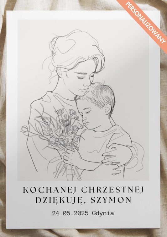 Personalizowany Plakat z Podziękowaniem dla Matki Chrzestnej od Chłopca