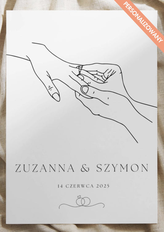 Personalizowany Plakat z Momentem Założenia Obrączki – Pamiątka Ślubu lub Zaręczyn