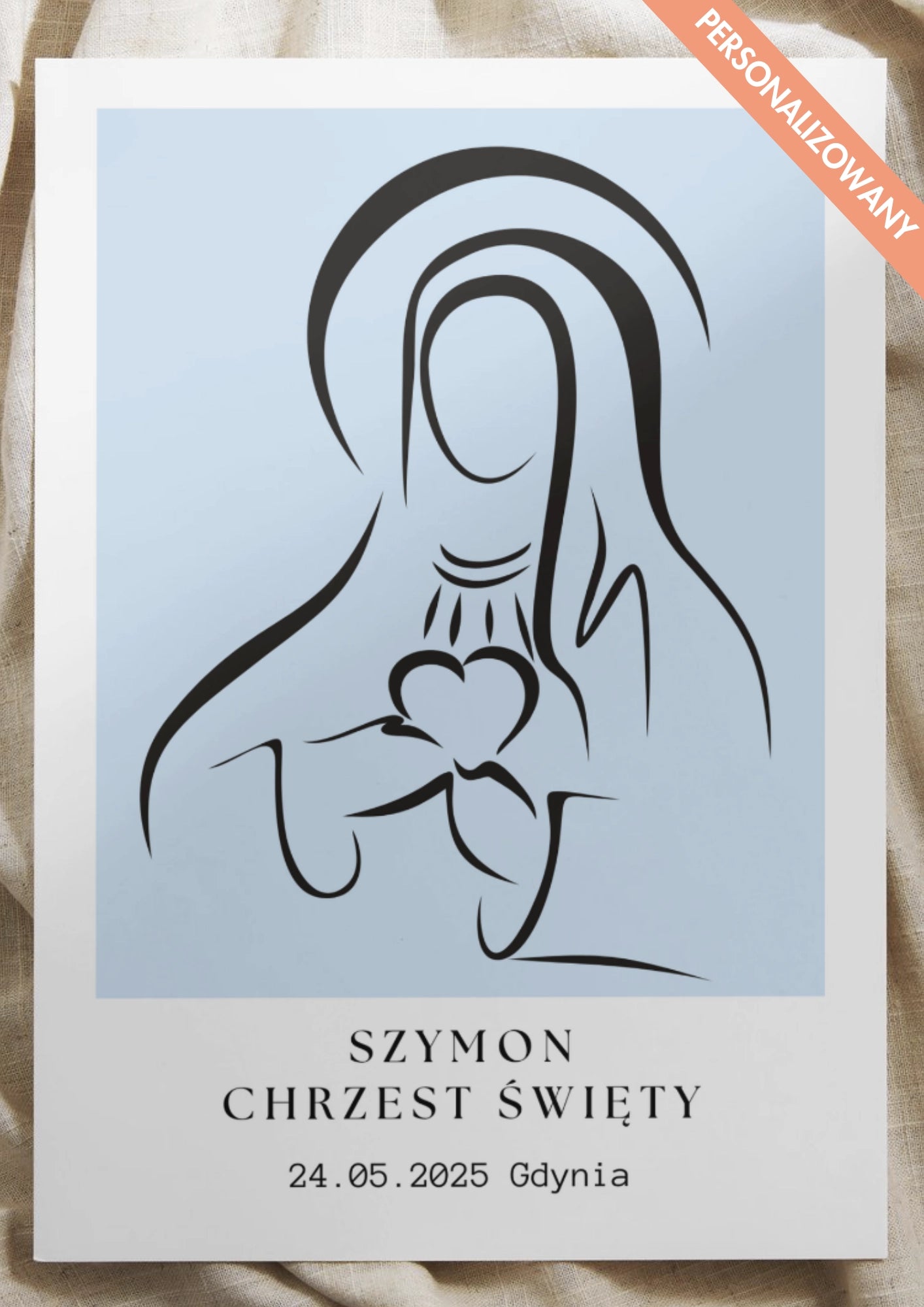 Personalizowany Plakat na Chrzest Święty – Wyjątkowa Pamiątka Niebieski