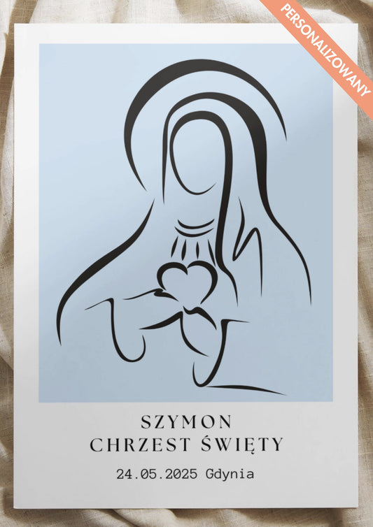 Personalizowany Plakat na Chrzest Święty – Wyjątkowa Pamiątka Niebieski