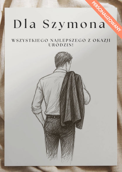 Personalizowany Plakat Urodzinowy z Męską Sylwetką – Stylowy Prezent Dla Niego