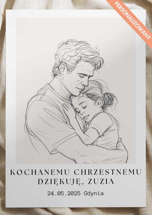 Personalizowany Plakat z Podziękowaniem dla Ojca Chrzestnego od Dziewczynki