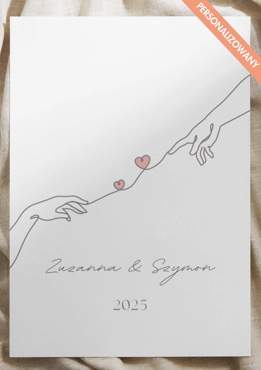 Personalizowany Plakat z Dłońmi i Sercami – Pamiątka Ślubu, Zaręczyn lub Rocznicy