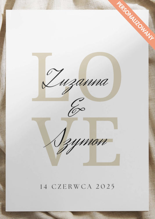Personalizowany Plakat LOVE z Imionami – Nowoczesna Pamiątka Miłośc