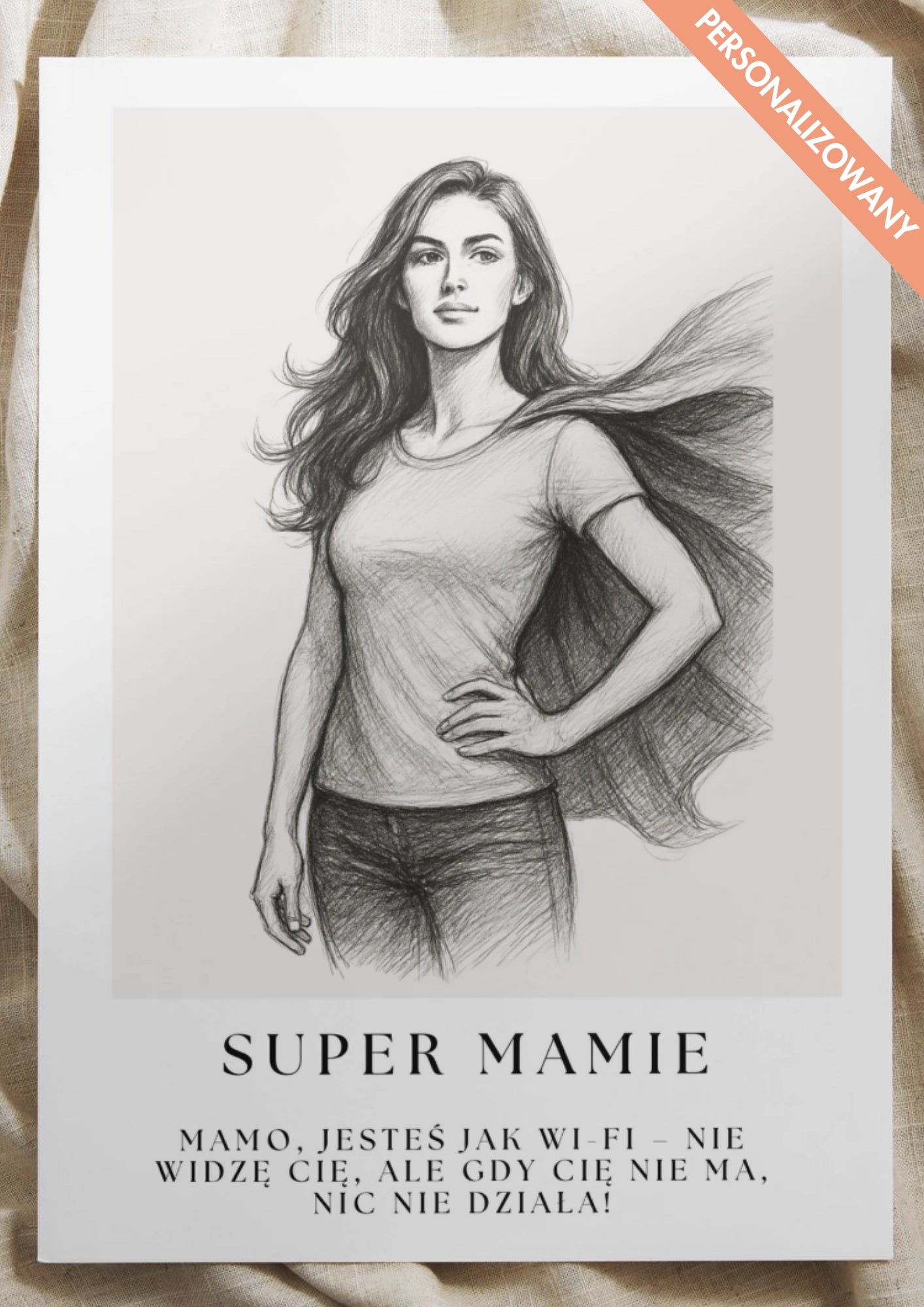 Personalizowany Plakat na Dzień Mamy z Ilustracją Supermamy