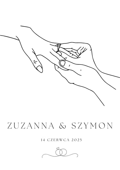 Personalizowany Plakat z Momentem Założenia Obrączki – Pamiątka Ślubu lub Zaręczyn