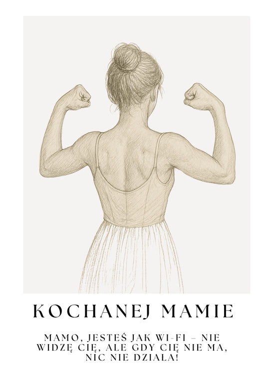 Personalizowany Plakat na Dzień Mamy z Ilustracją Silnej Mamy