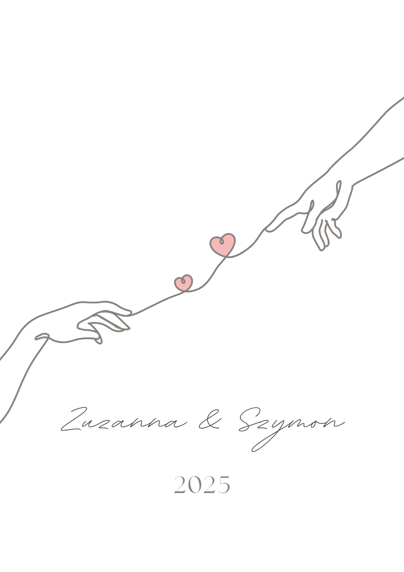 Personalizowany Plakat z Dłońmi i Sercami – Pamiątka Ślubu, Zaręczyn lub Rocznicy