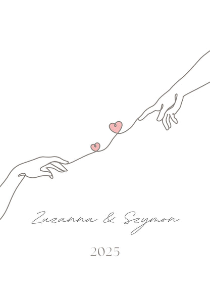 Personalizowany Plakat z Dłońmi i Sercami – Pamiątka Ślubu, Zaręczyn lub Rocznicy