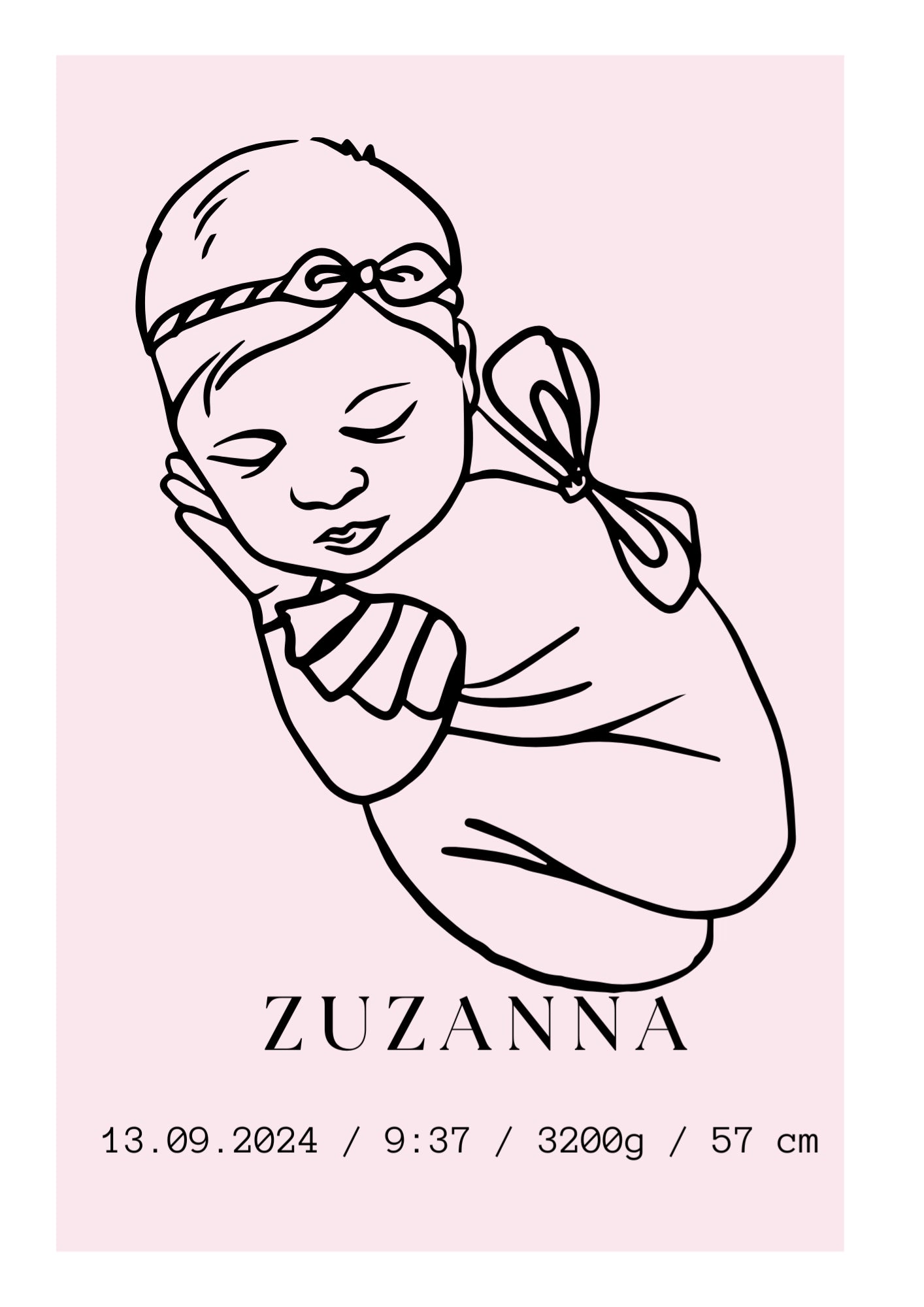 Personalizowana Metryczka Narodzin Dziewczynki Plakat 2