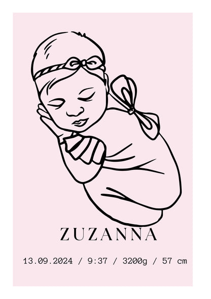 Personalizowana Metryczka Narodzin Dziewczynki Plakat 2