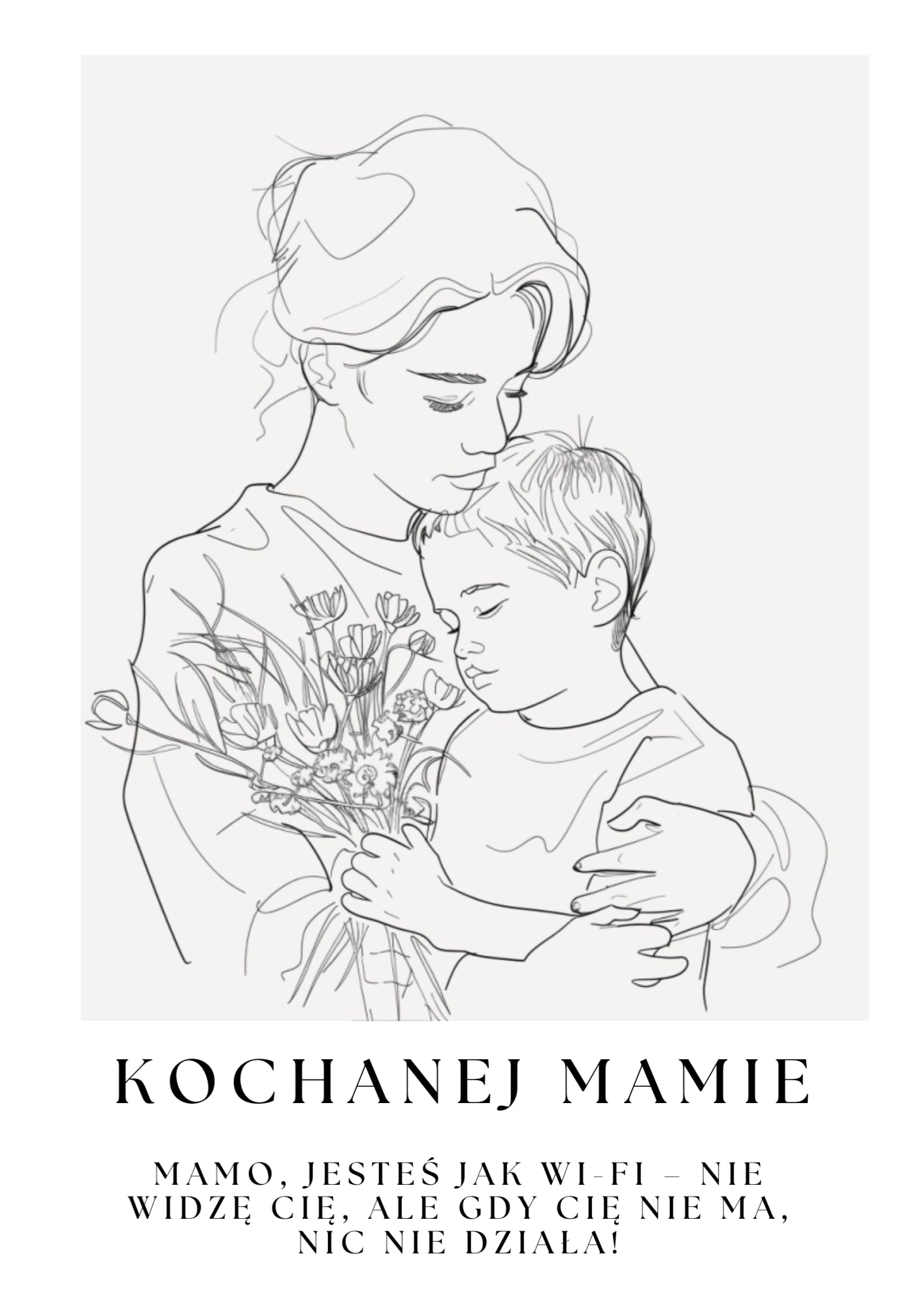 Personalizowany Plakat na Dzień Mamy z Ilustracją Mamy i Syna