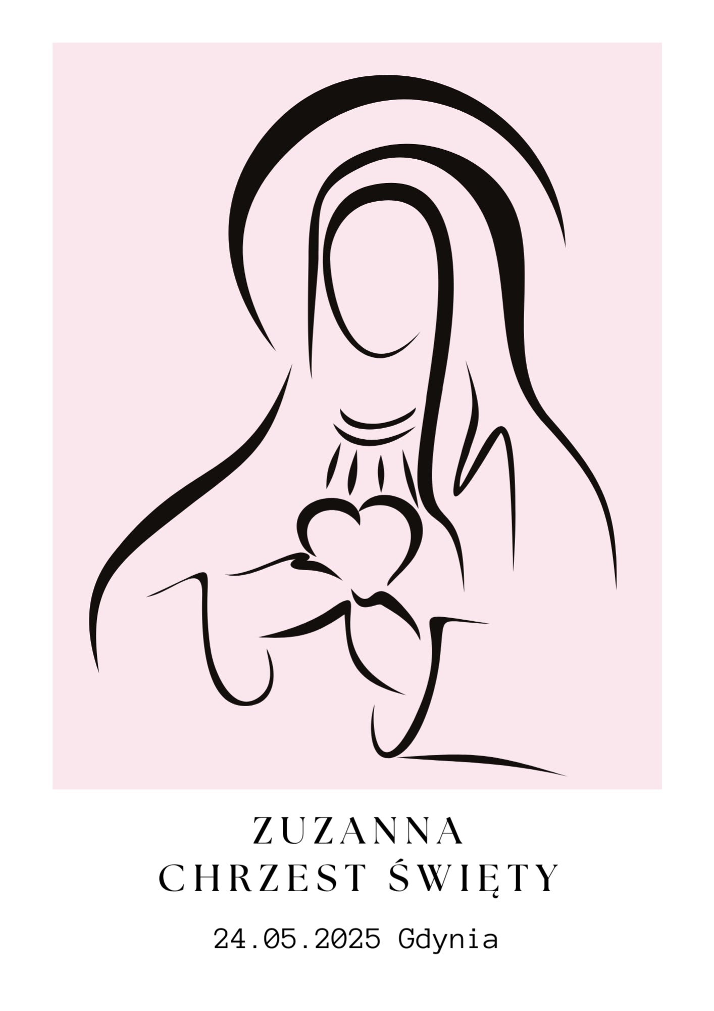 Personalizowany Plakat na Chrzest Święty – Wyjątkowa Pamiątka Różowy
