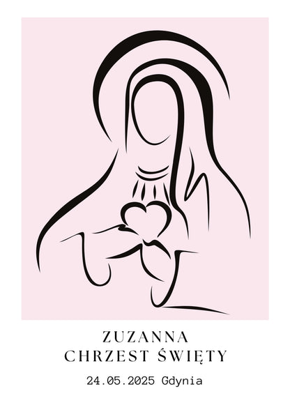Personalizowany Plakat na Chrzest Święty – Wyjątkowa Pamiątka Różowy
