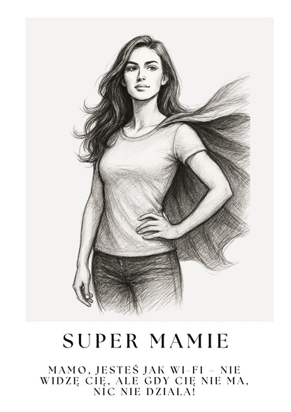 Personalizowany Plakat na Dzień Mamy z Ilustracją Supermamy