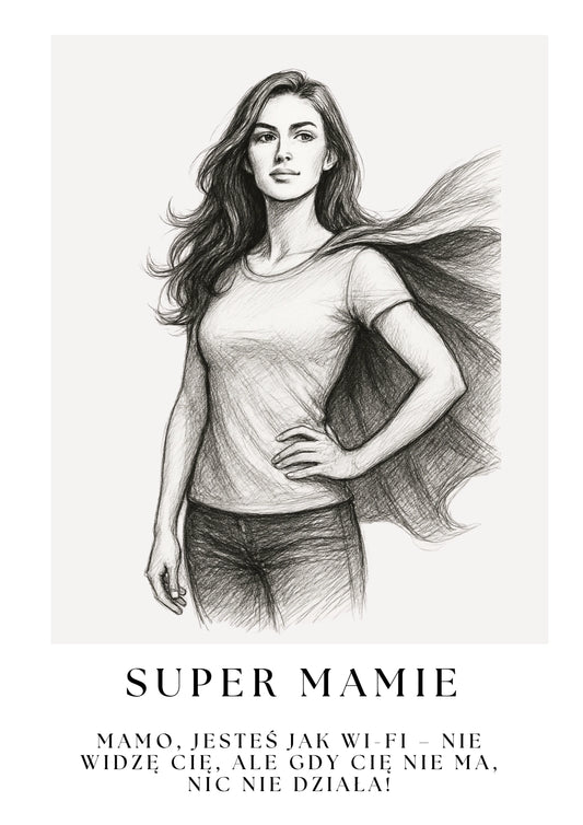 Personalizowany Plakat na Dzień Mamy z Ilustracją Supermamy
