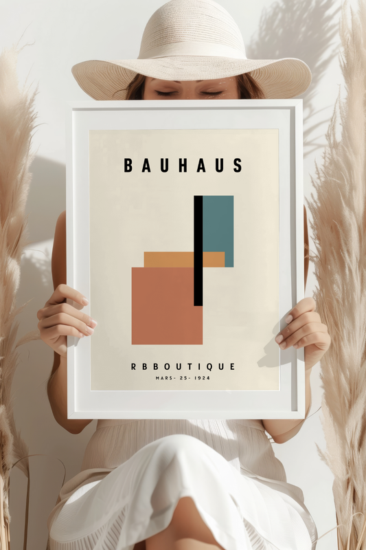 Modernistyczna abstrakcja w stylu Bauhaus plakat