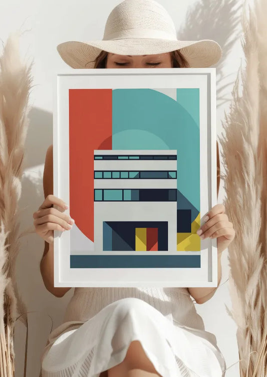 Geometryczny Bauhausowy Budynek Plakat