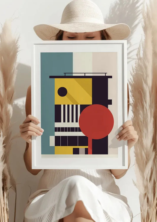Bauhausowy Minimalizm z Geometrycznym Drzewem Plakat