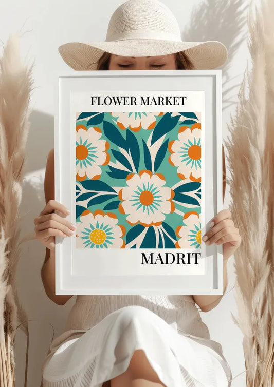 Madryt Flower Market Plakat