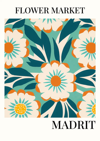 Madryt Flower Market Plakat