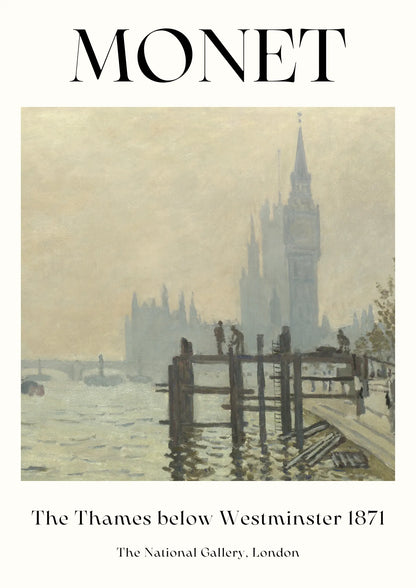 Monet Tamiza pod Westminsterem 1871 Plakat