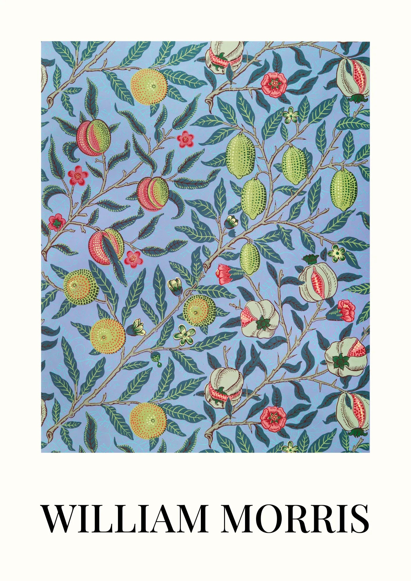 William Morris Granat na Niebieskim Tle Plakat