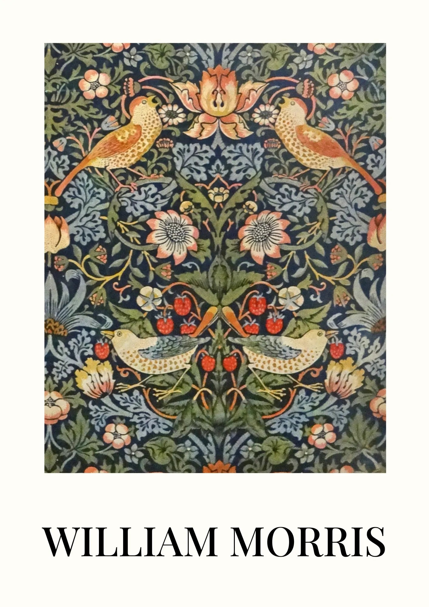 William Morris Ptaki i Kwiaty na Niebieskim Tle Plakat