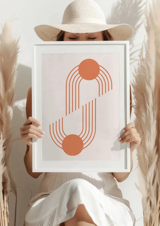 Pomarańczowe Geometryczne Połączenie Plakat